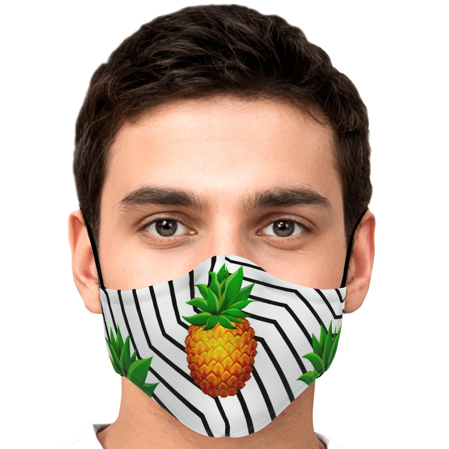 Black Geometric Pineapple Pattern Print Face Mask