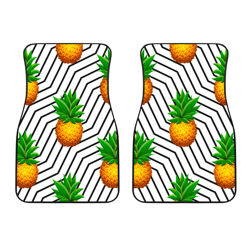 Black Geometric Pineapple Pattern Print Front Car Floor Mats