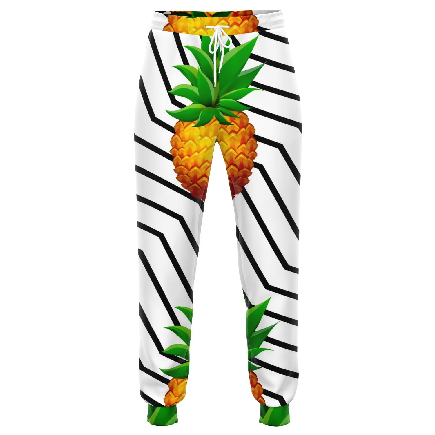 Black Geometric Pineapple Pattern Print Jogger Pants