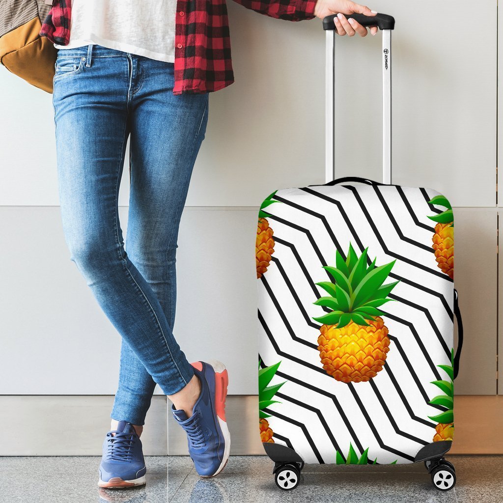 Black Geometric Pineapple Pattern Print Luggage Cover