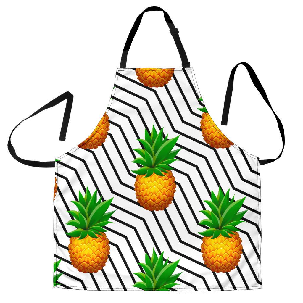 Black Geometric Pineapple Pattern Print Men's Apron