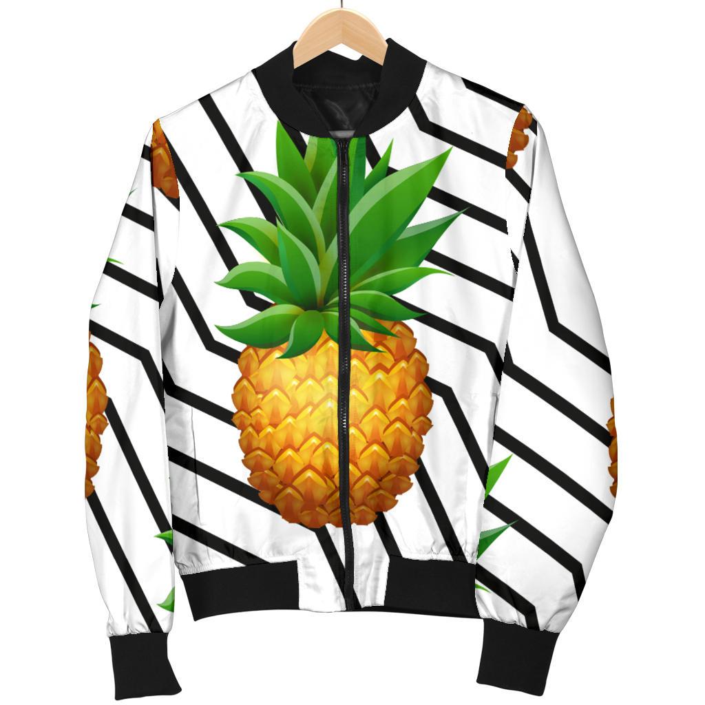 Black Geometric Pineapple Pattern Print Men's Bomber Jacket