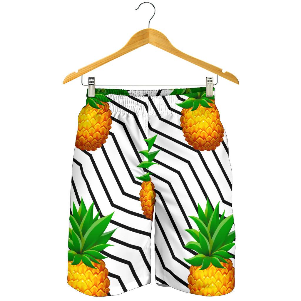 Black Geometric Pineapple Pattern Print Men's Shorts