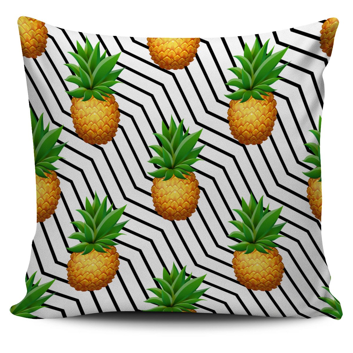 Black Geometric Pineapple Pattern Print Pillow Cover