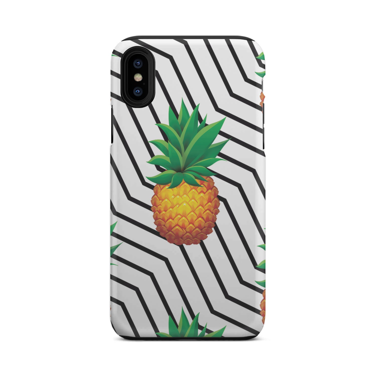 Black Geometric Pineapple Pattern Print Tough Phone Case