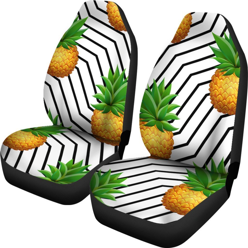 Black Geometric Pineapple Pattern Print Universal Fit Car Seat Covers