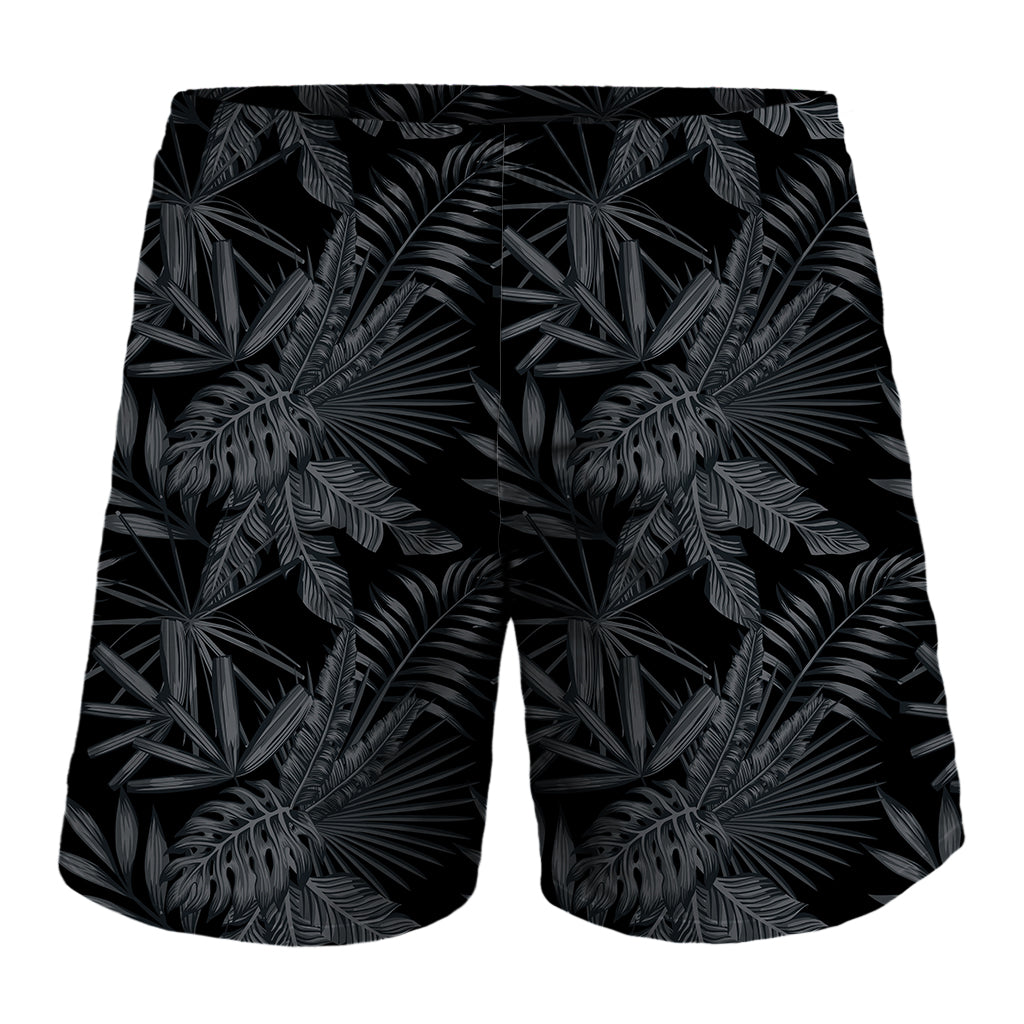 Black Palm Leaf Aloha Pattern Print Men's Shorts