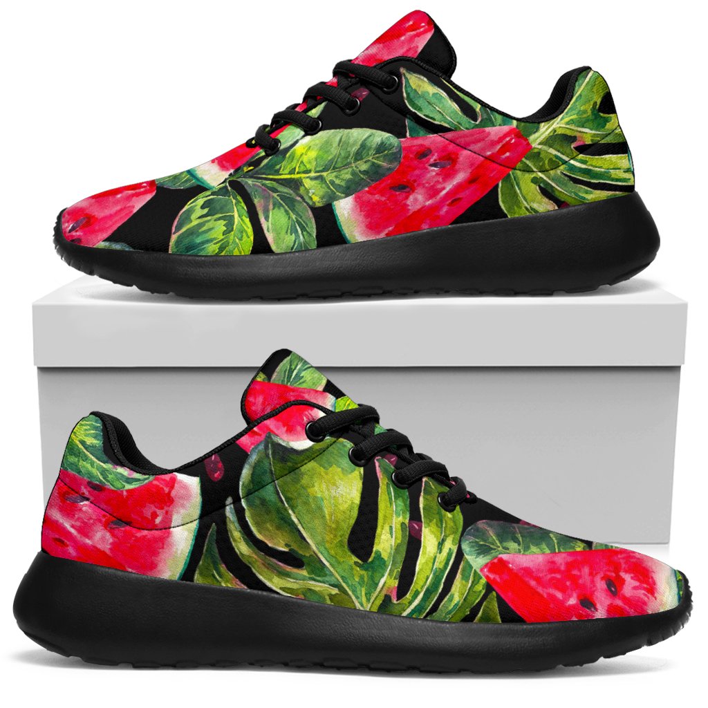 Black Palm Leaf Watermelon Pattern Print Sport Sneakers