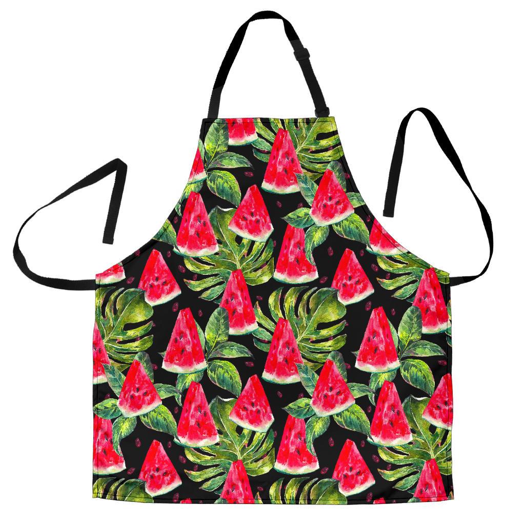 Black Palm Leaf Watermelon Pattern Print Women's Apron