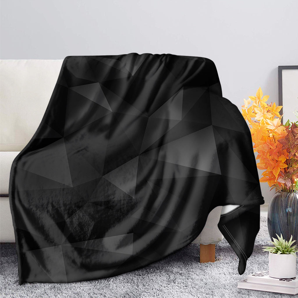 Black Polygonal Geometric Print Blanket