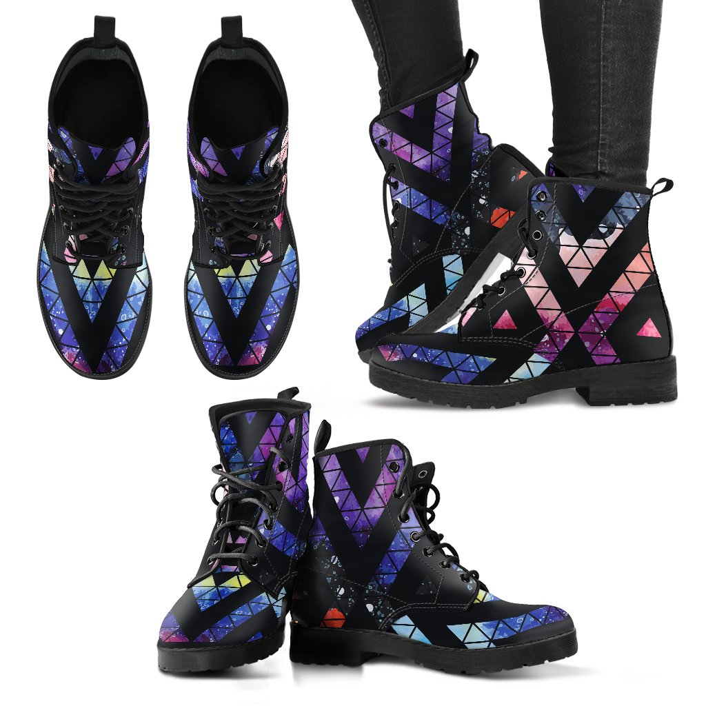 Black Triangle Galaxy Space Print Women's Boots