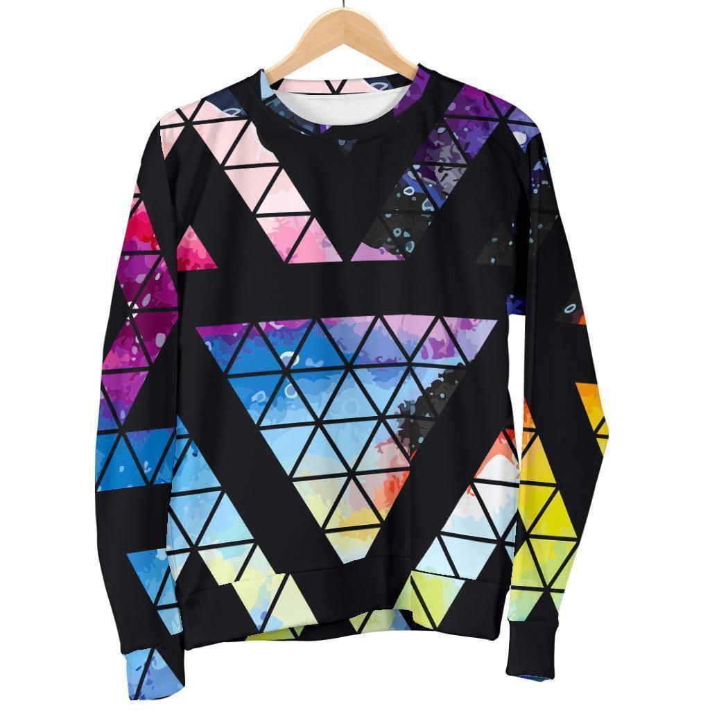 Black Triangle Galaxy Space Print Women's Crewneck Sweatshirt
