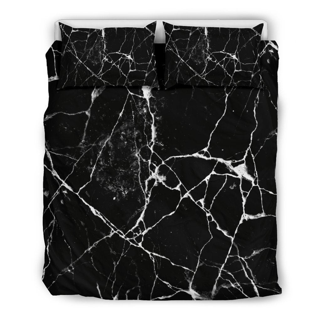 Black White Natural Marble Print Duvet Cover Bedding Set