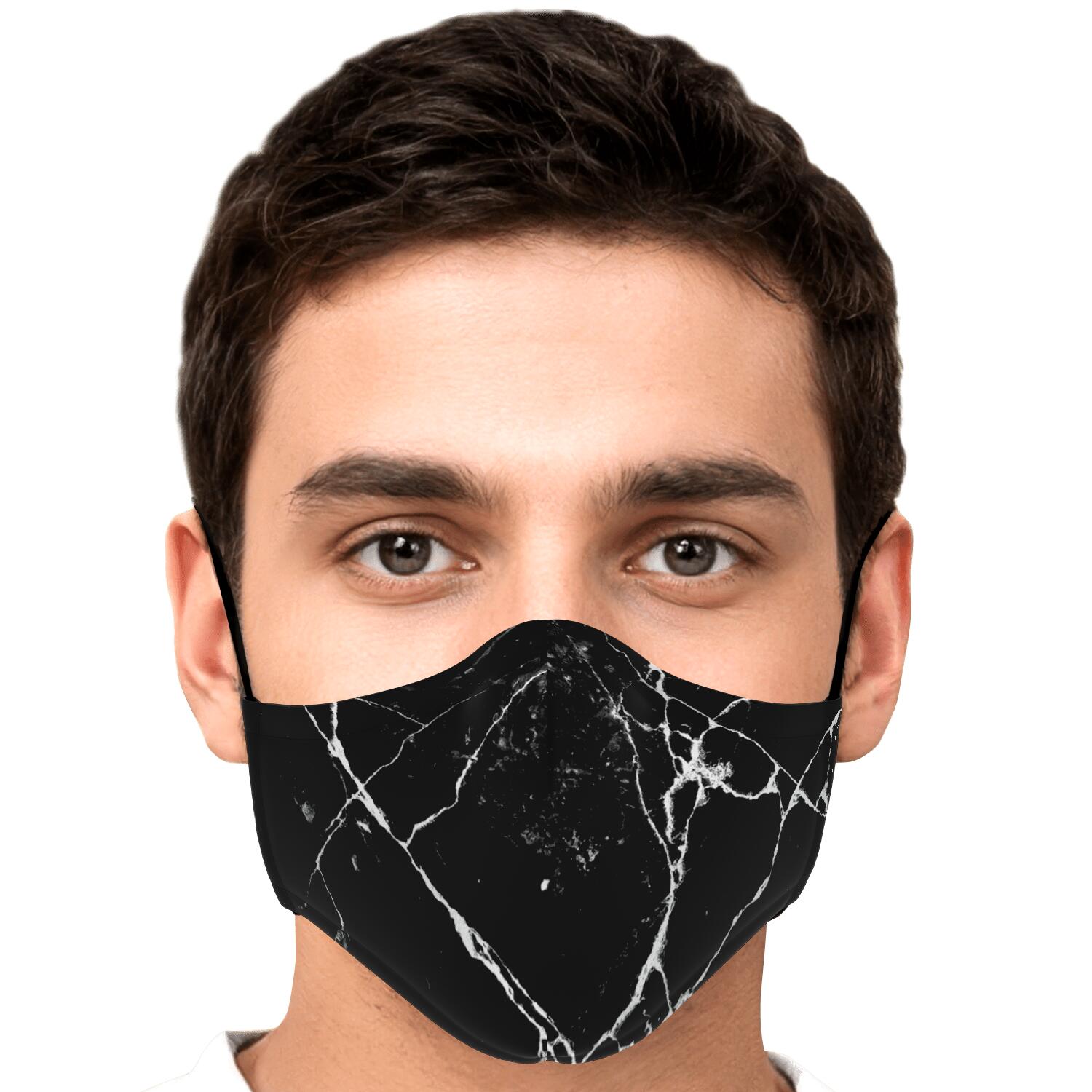 Black White Natural Marble Print Face Mask