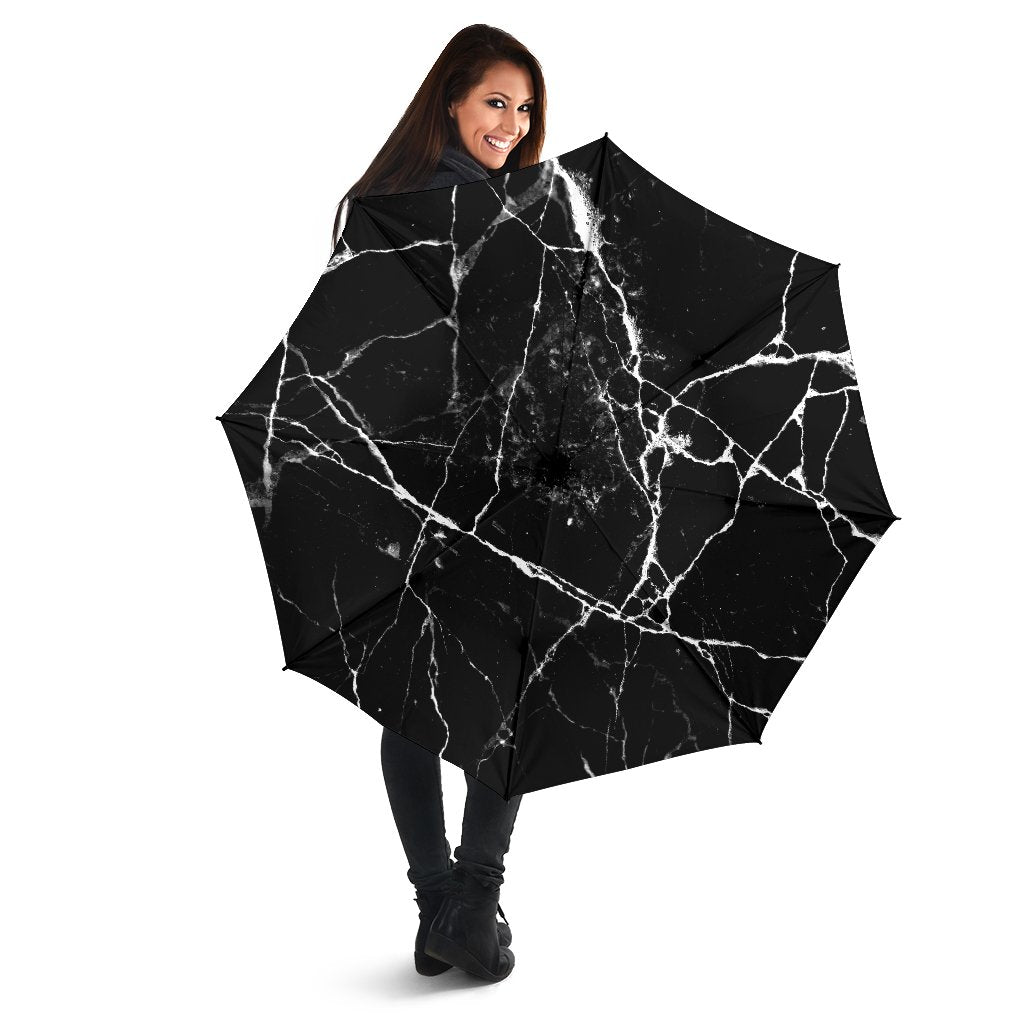 Black White Natural Marble Print Foldable Umbrella