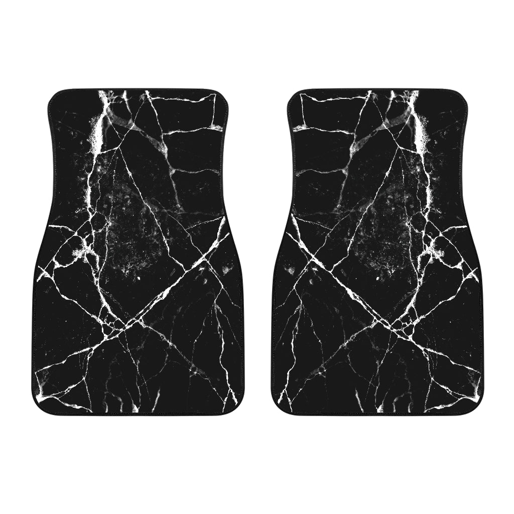 Black White Natural Marble Print Front Car Floor Mats