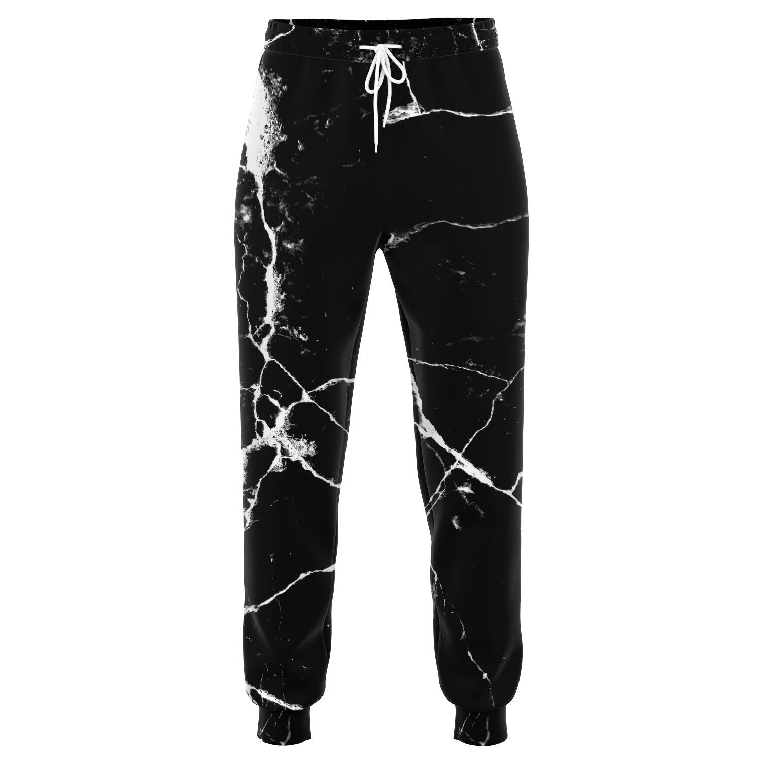 Black White Natural Marble Print Jogger Pants