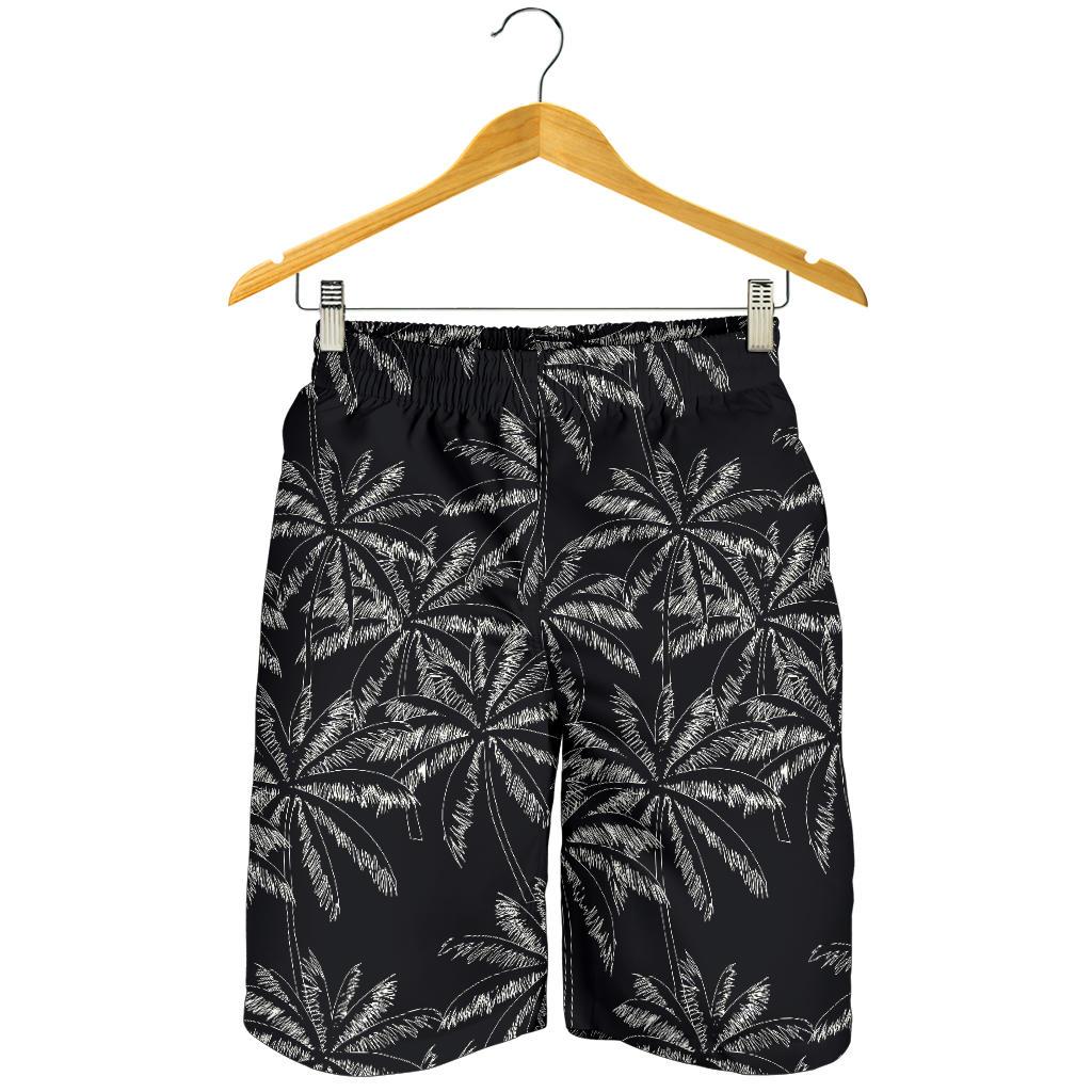 Black White Palm Tree Pattern Print Men's Shorts