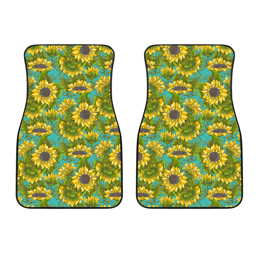 Blooming Sunflower Pattern Print Front Car Floor Mats