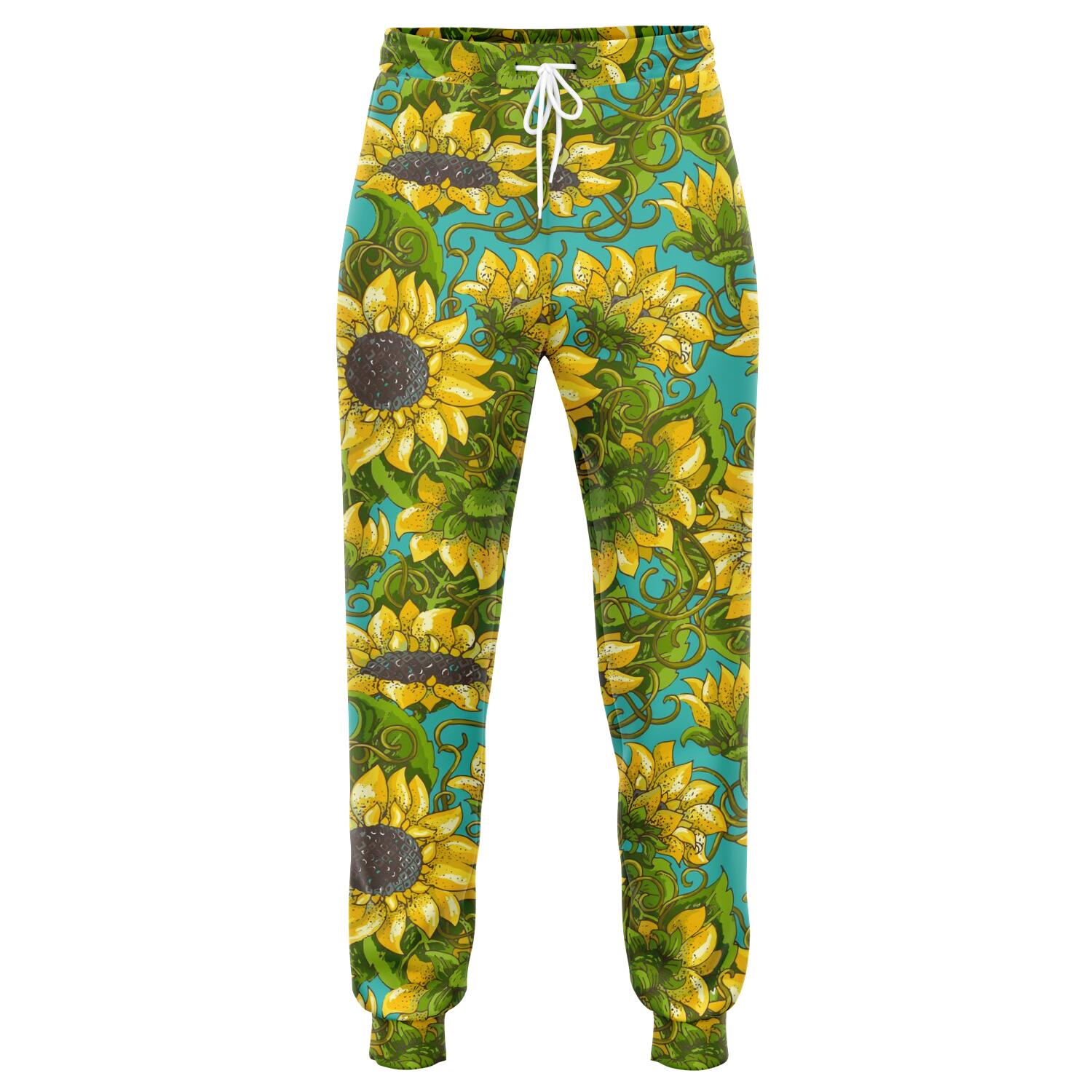 Blooming Sunflower Pattern Print Jogger Pants