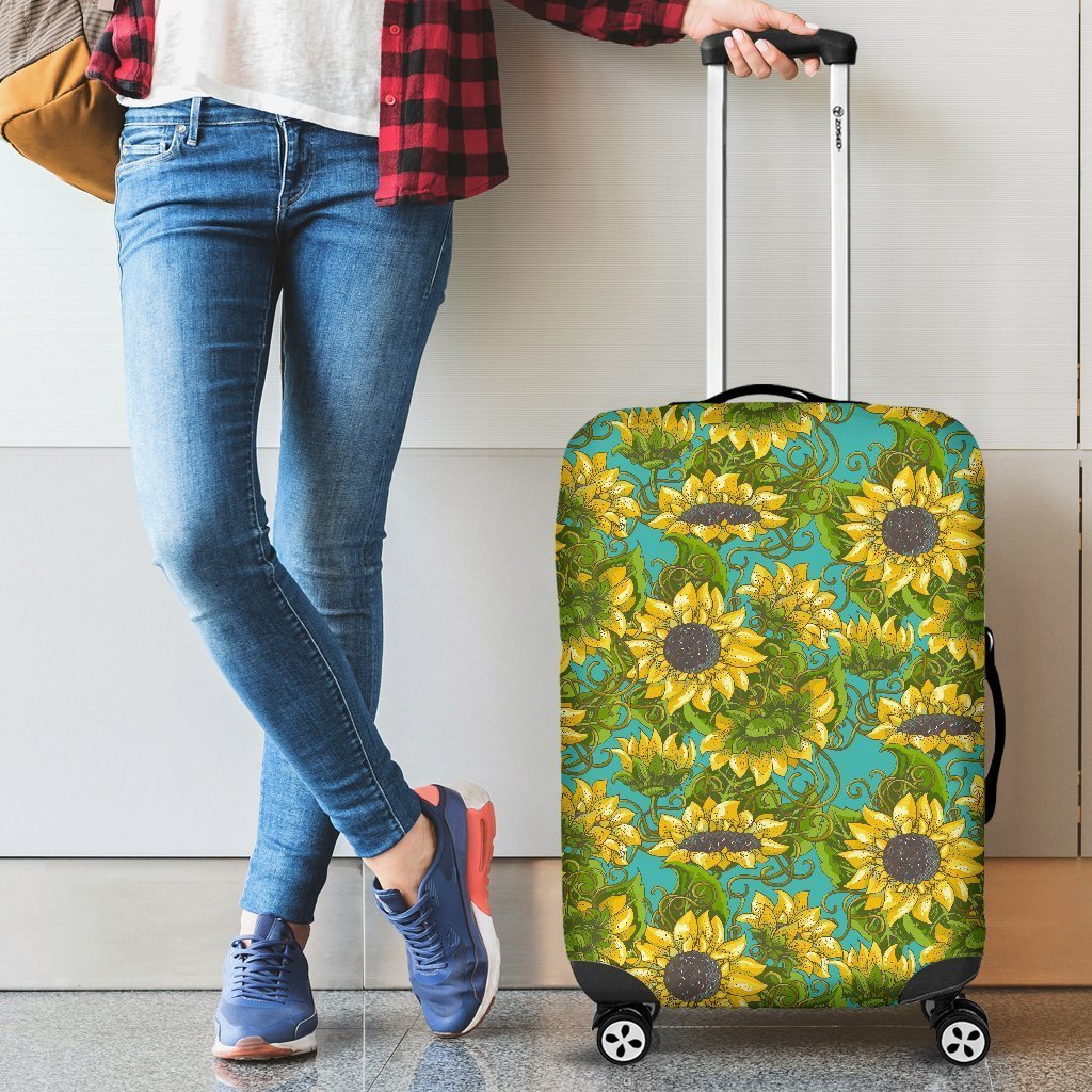 Blooming Sunflower Pattern Print Luggage Cover