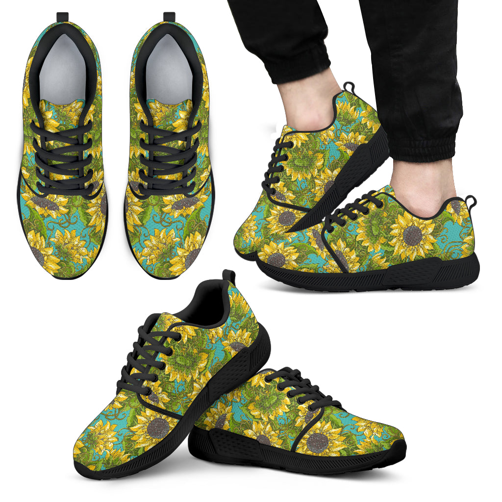 Blooming Sunflower Pattern Print Men's Athletic Shoes