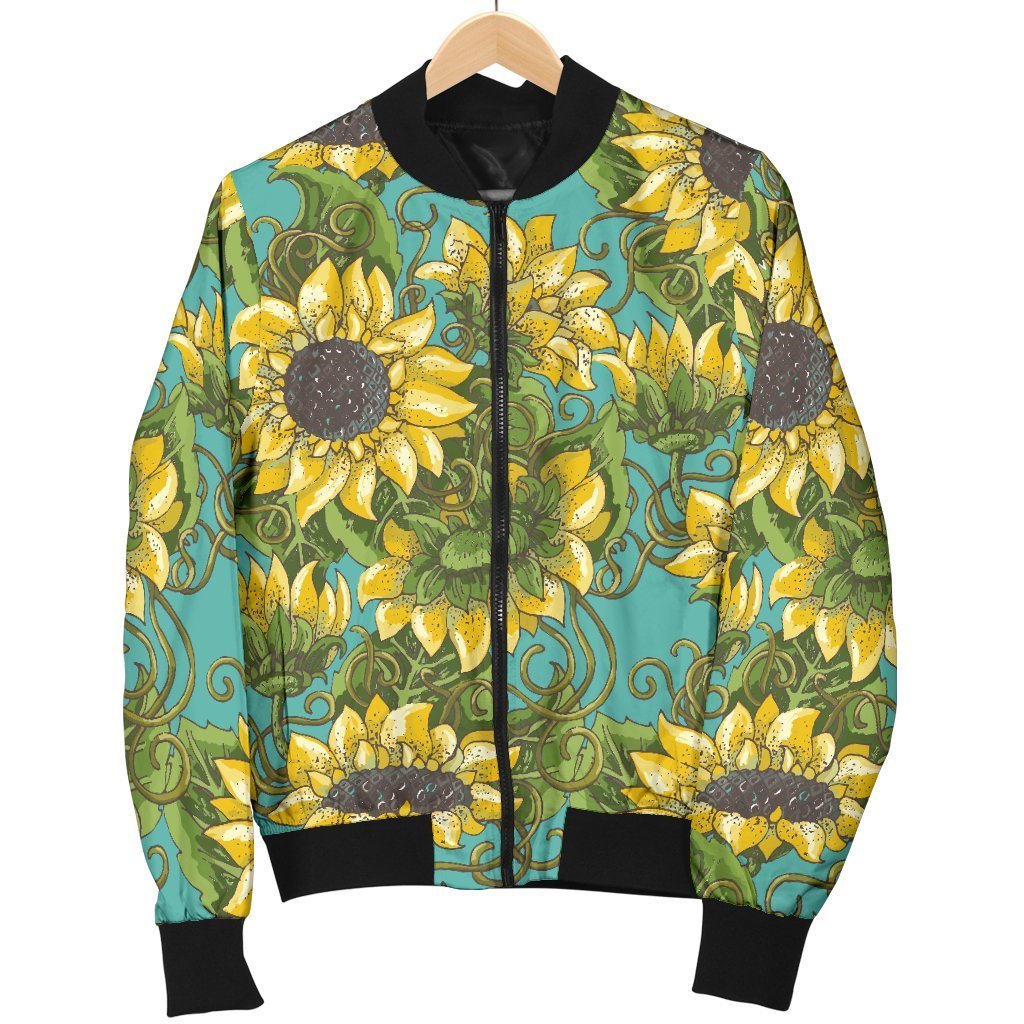 Blooming Sunflower Pattern Print Men's Bomber Jacket