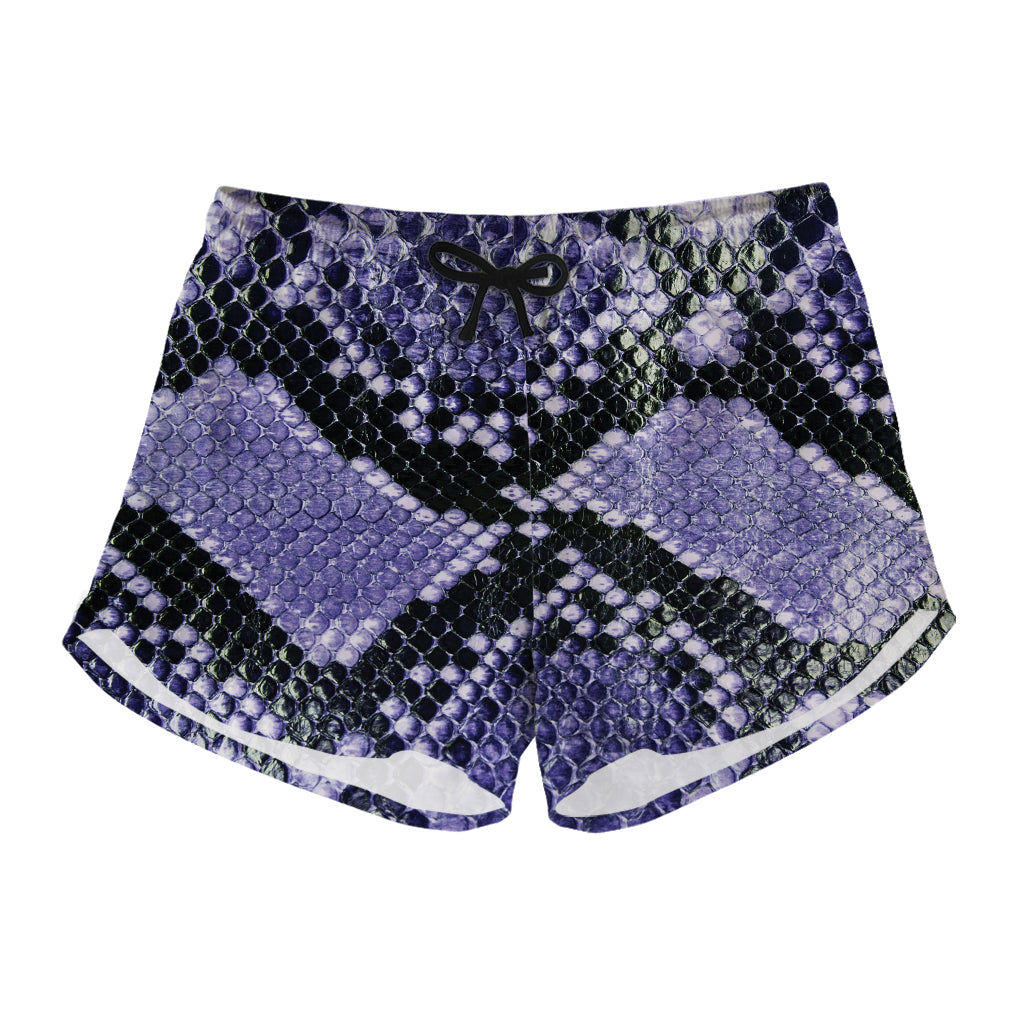 Blue And Black Snakeskin Print Women's Shorts