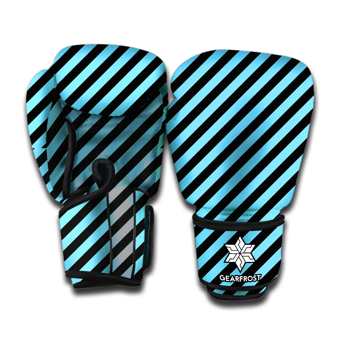 Blue And Black Stripes Pattern Print Boxing Gloves