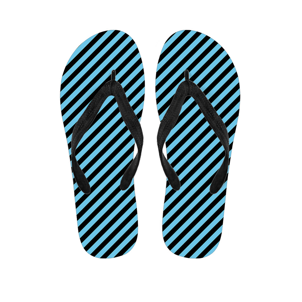 Blue And Black Stripes Pattern Print Flip Flops