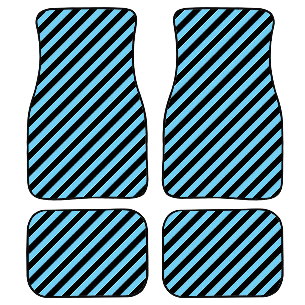 Blue And Black Stripes Pattern Print Front and Back Car Floor Mats
