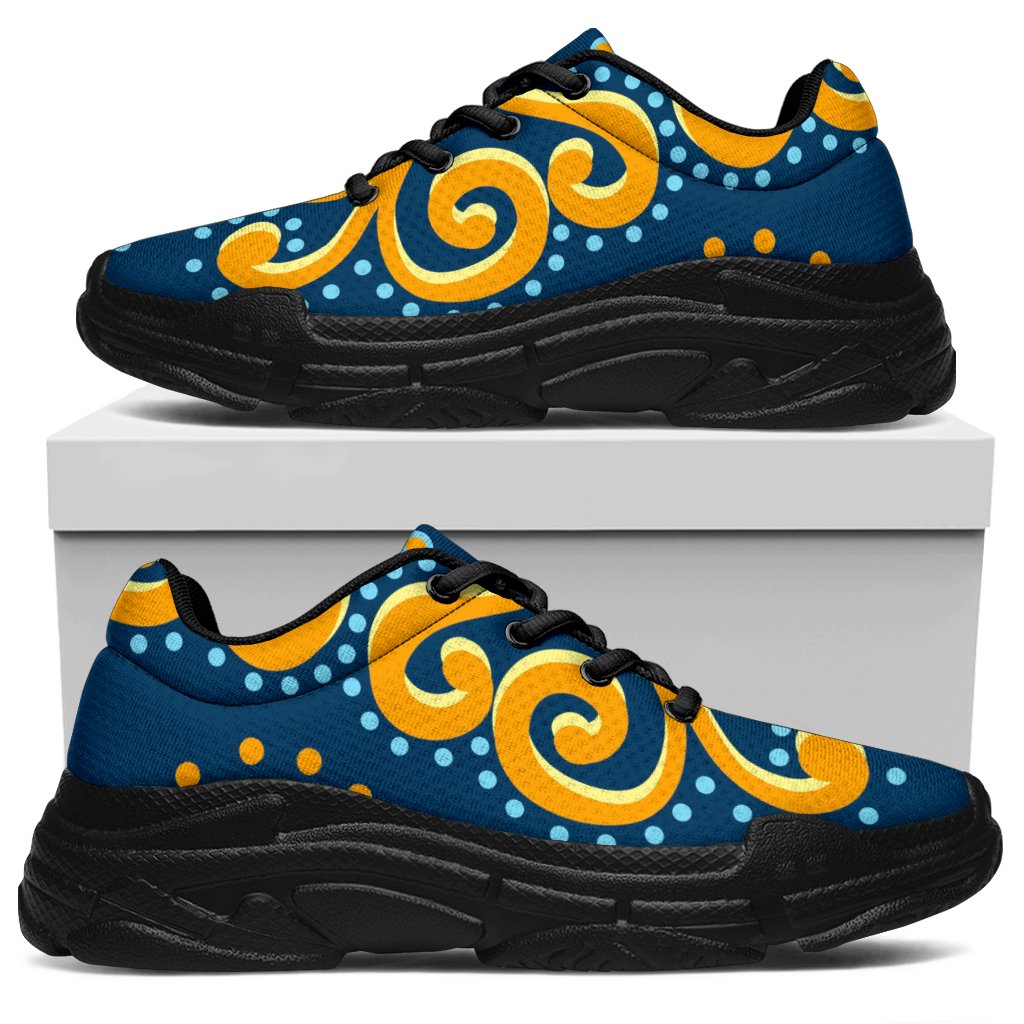 Blue And Gold Bohemian Mandala Print Chunky Sneakers