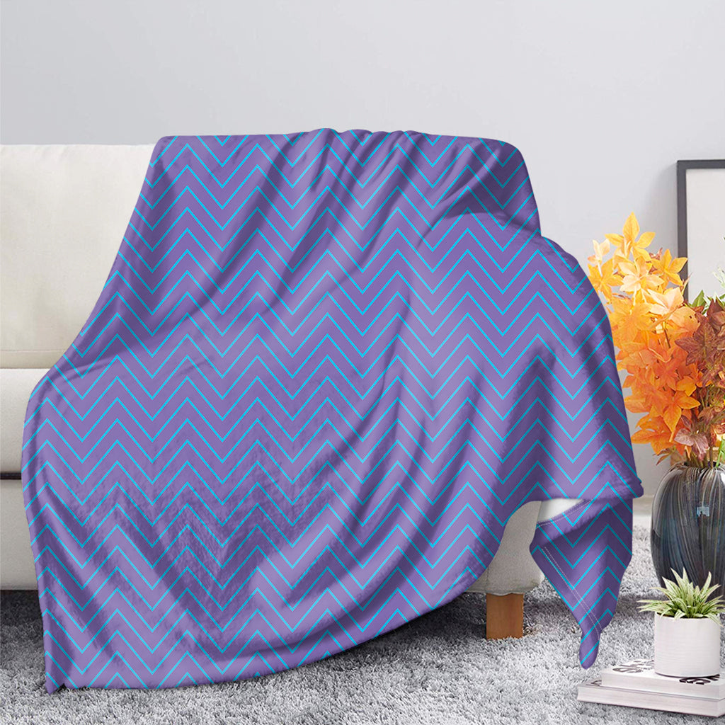 Blue And Purple Zigzag Pattern Print Blanket