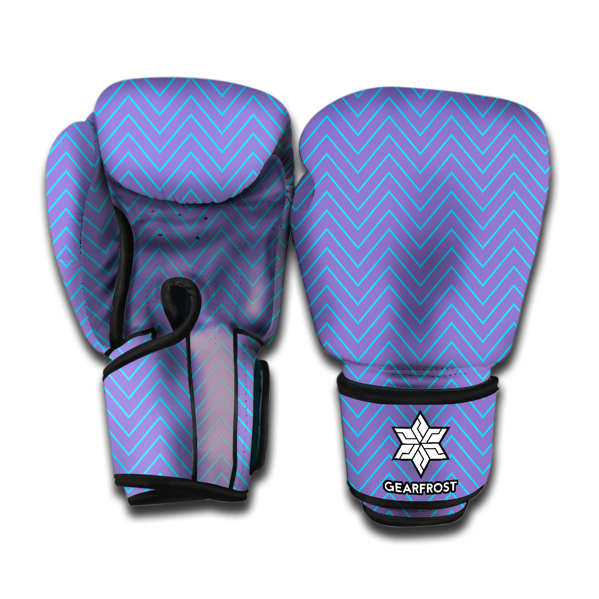 Blue And Purple Zigzag Pattern Print Boxing Gloves