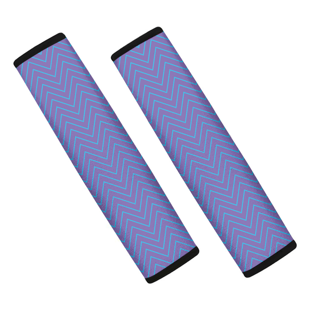 Blue And Purple Zigzag Pattern Print Car Seat Belt Covers