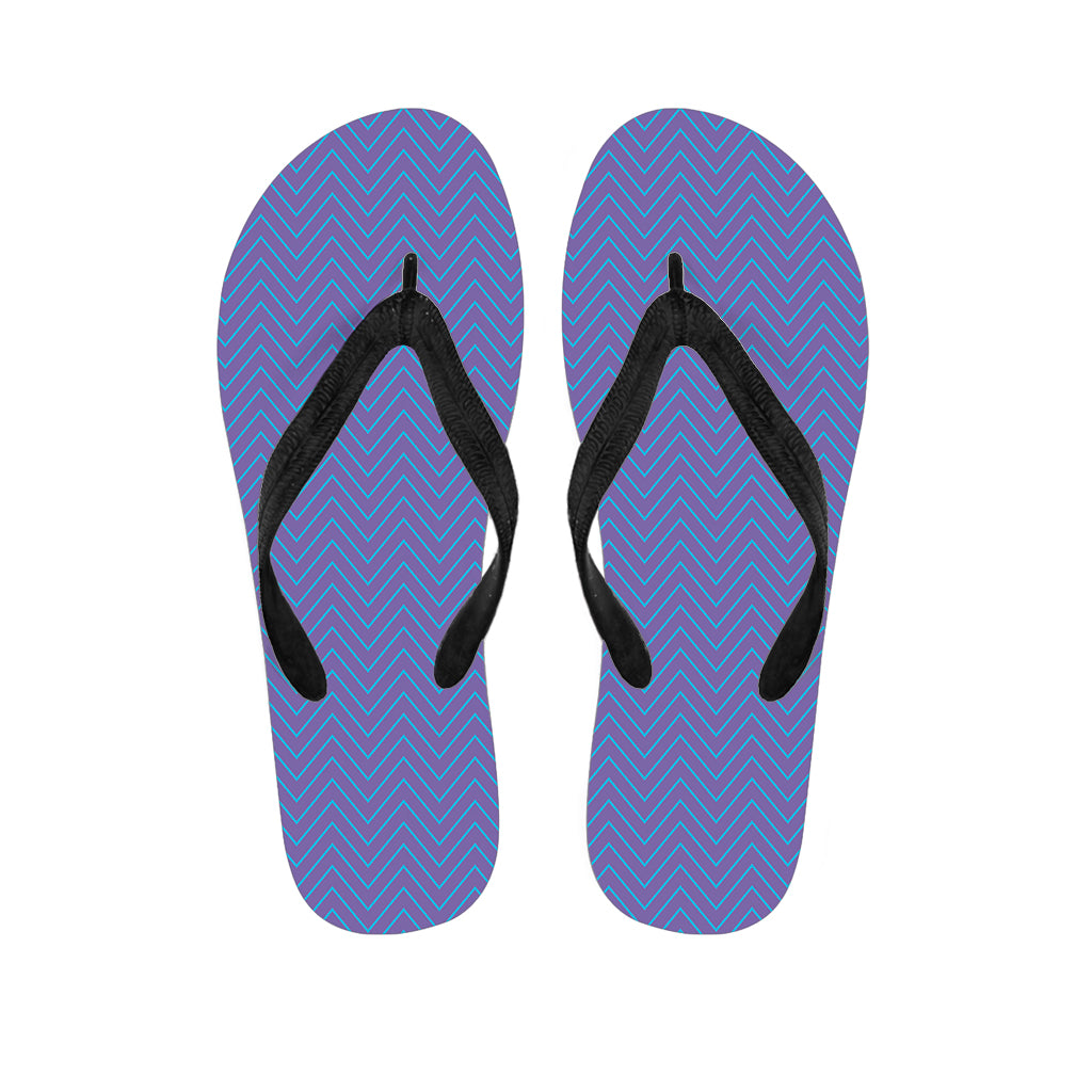 Blue And Purple Zigzag Pattern Print Flip Flops