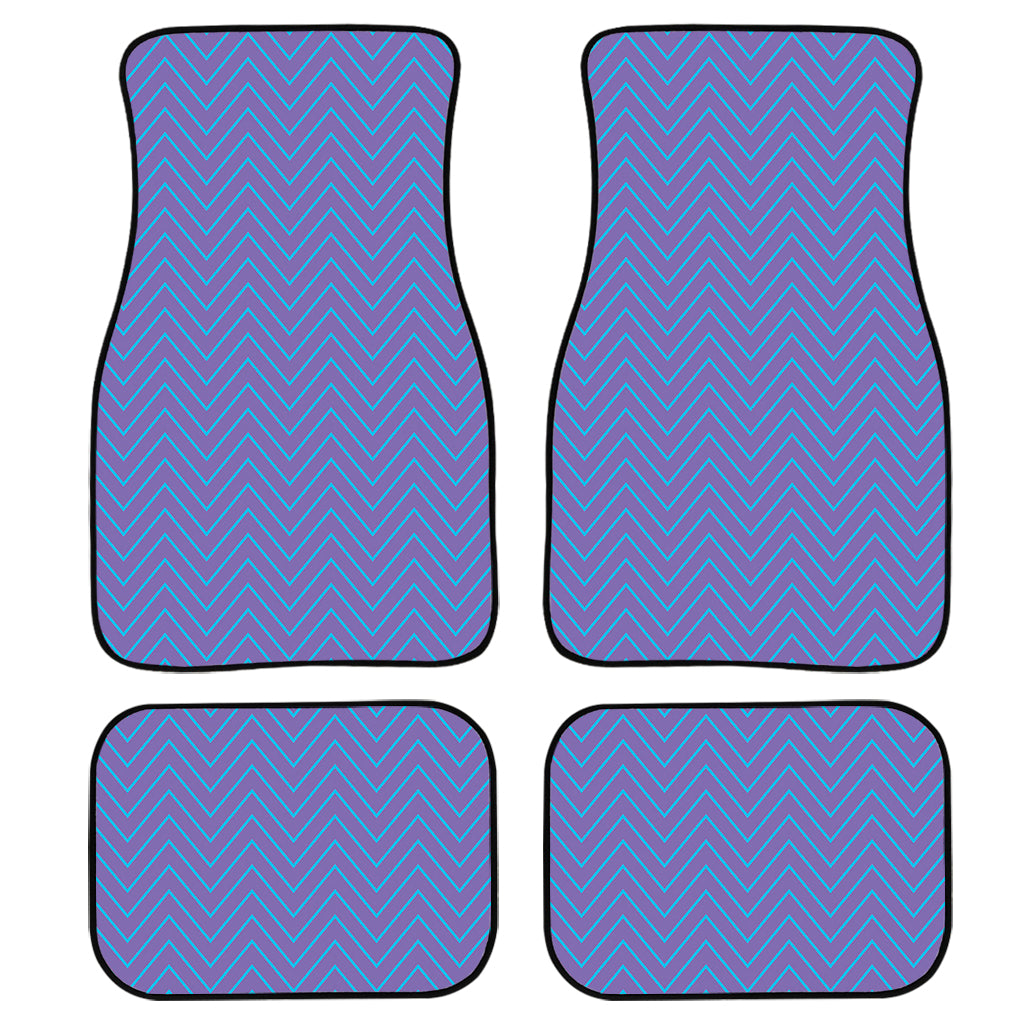 Blue And Purple Zigzag Pattern Print Front and Back Car Floor Mats