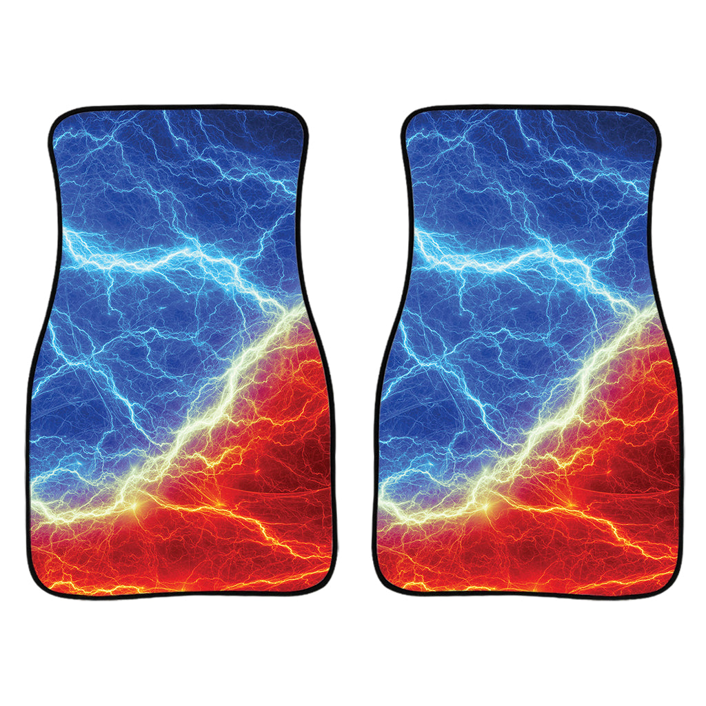 Blue And Red Lightning Print Front Car Floor Mats