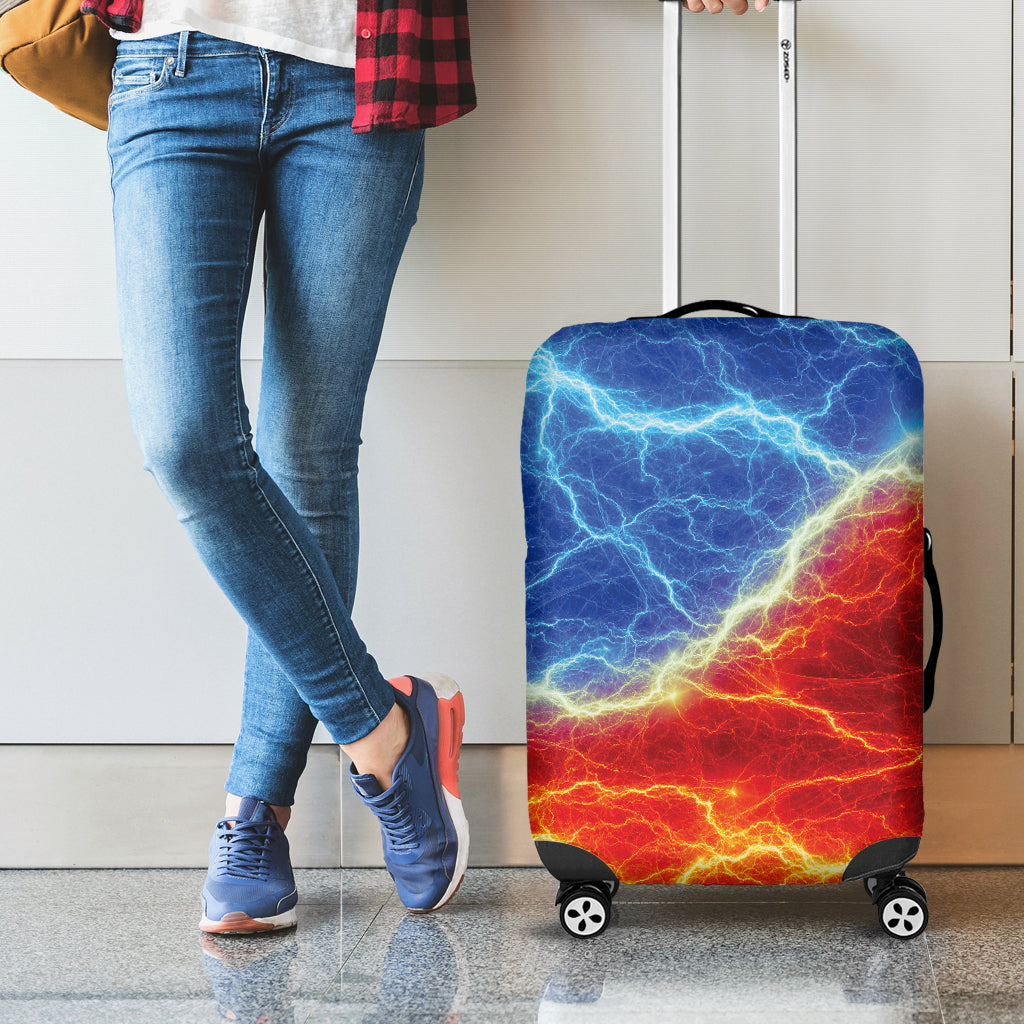 Blue And Red Lightning Print Luggage Cover