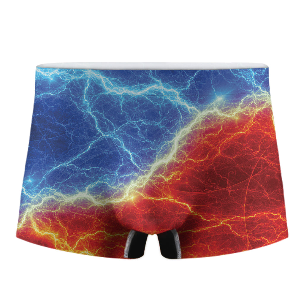 Blue And Red Lightning Print Men's Boxer Briefs