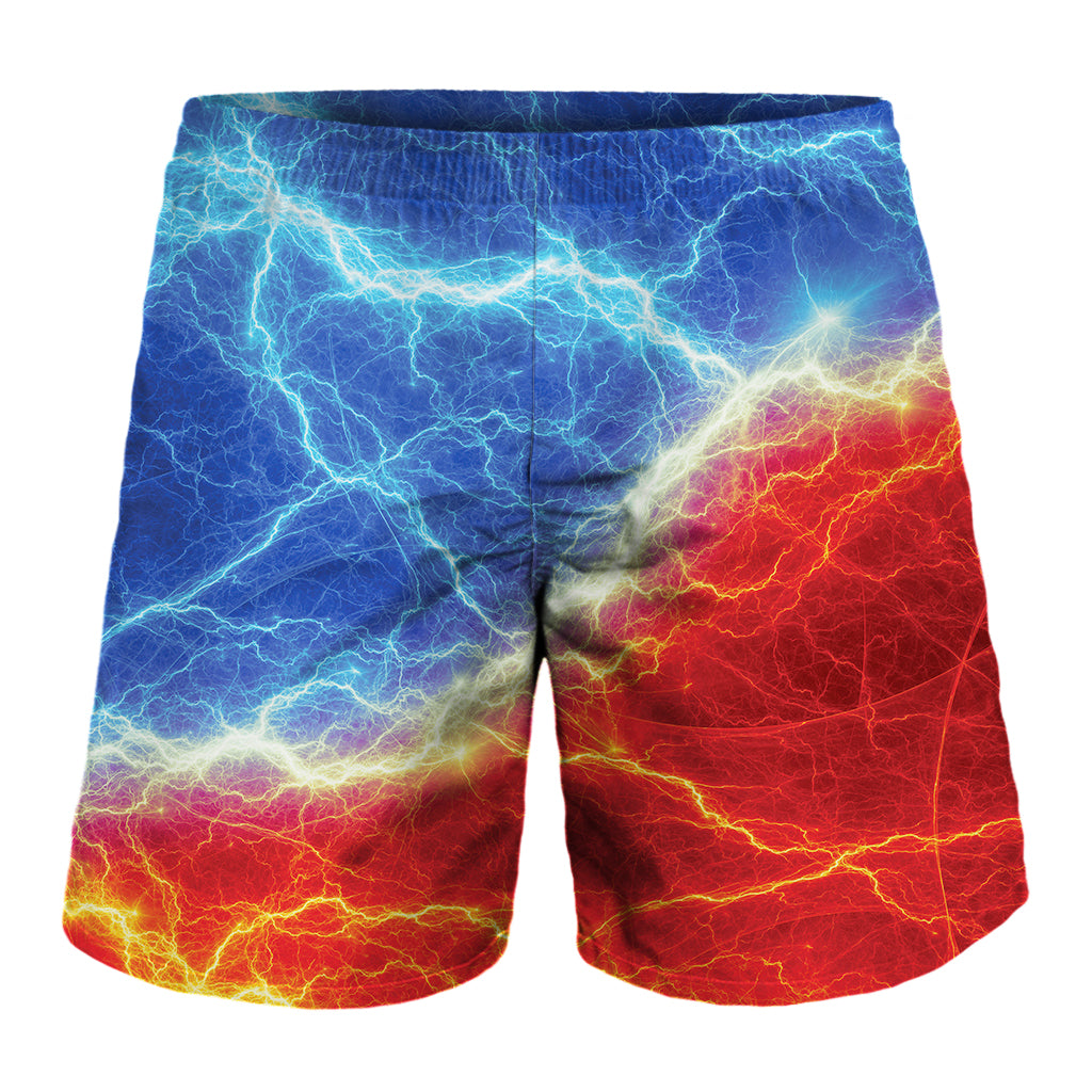 Blue And Red Lightning Print Men's Shorts