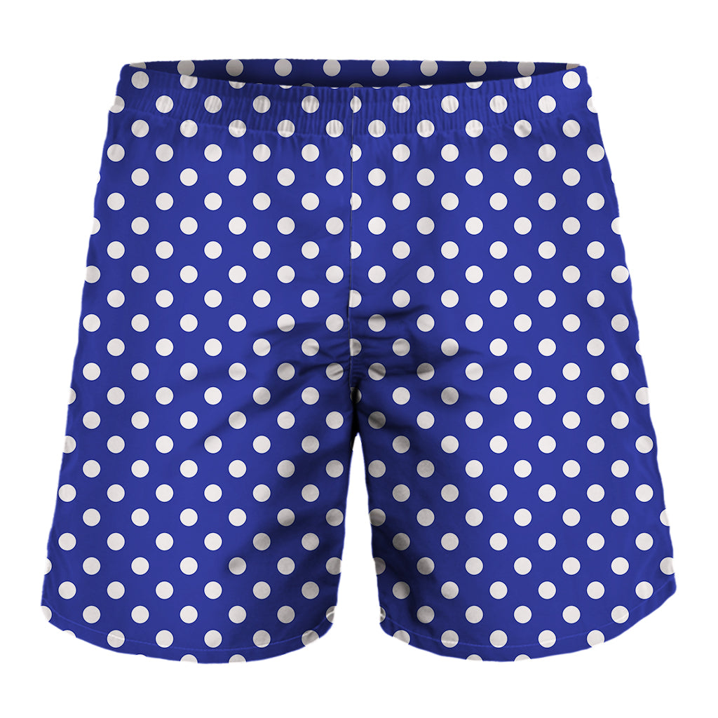 Blue And White Polka Dot Pattern Print Men's Shorts