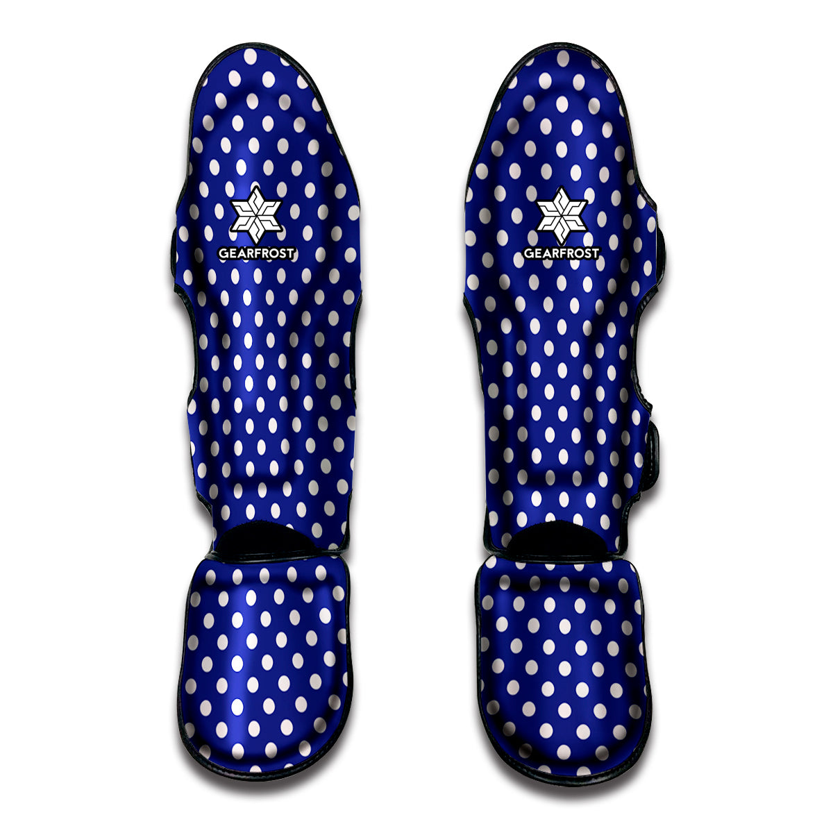 Blue And White Polka Dot Pattern Print Muay Thai Shin Guards