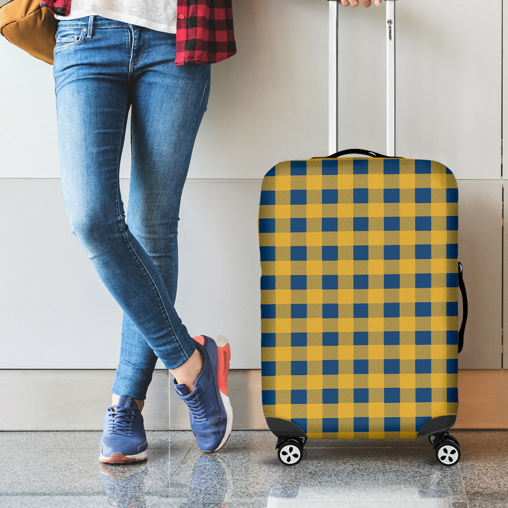 Blue And Yellow Buffalo Check Print Luggage Cover