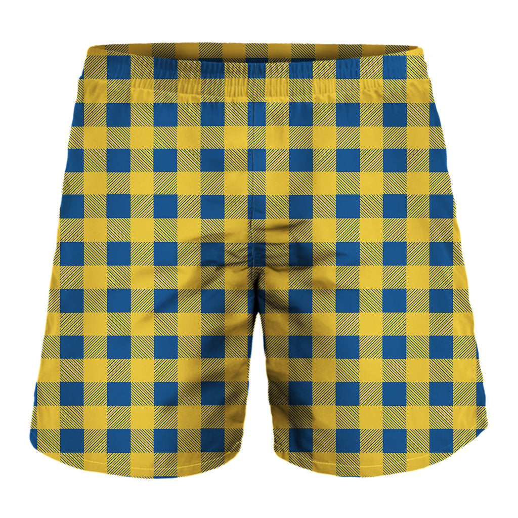Blue And Yellow Buffalo Check Print Men's Shorts