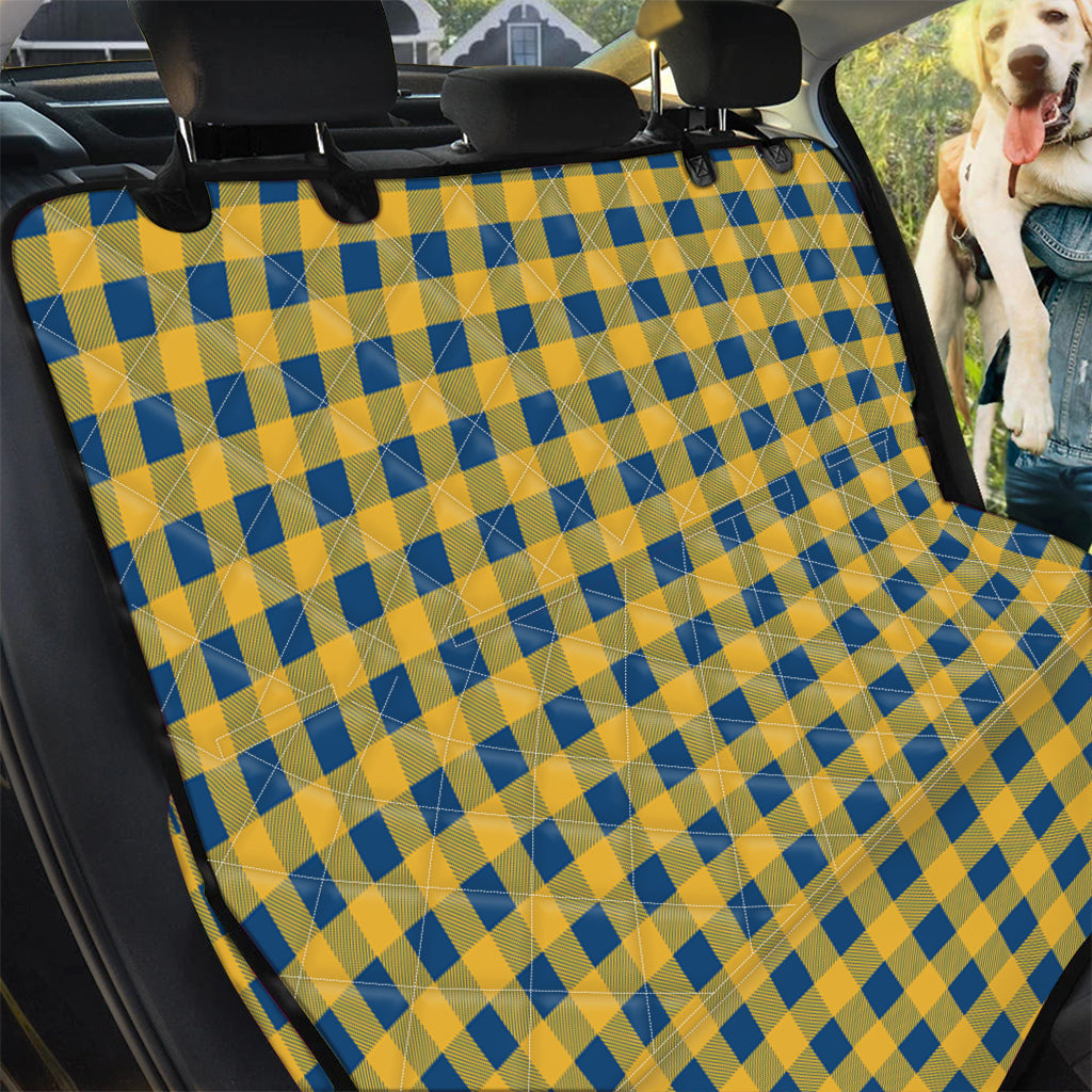 Blue And Yellow Buffalo Check Print Pet Car Back Seat Cover