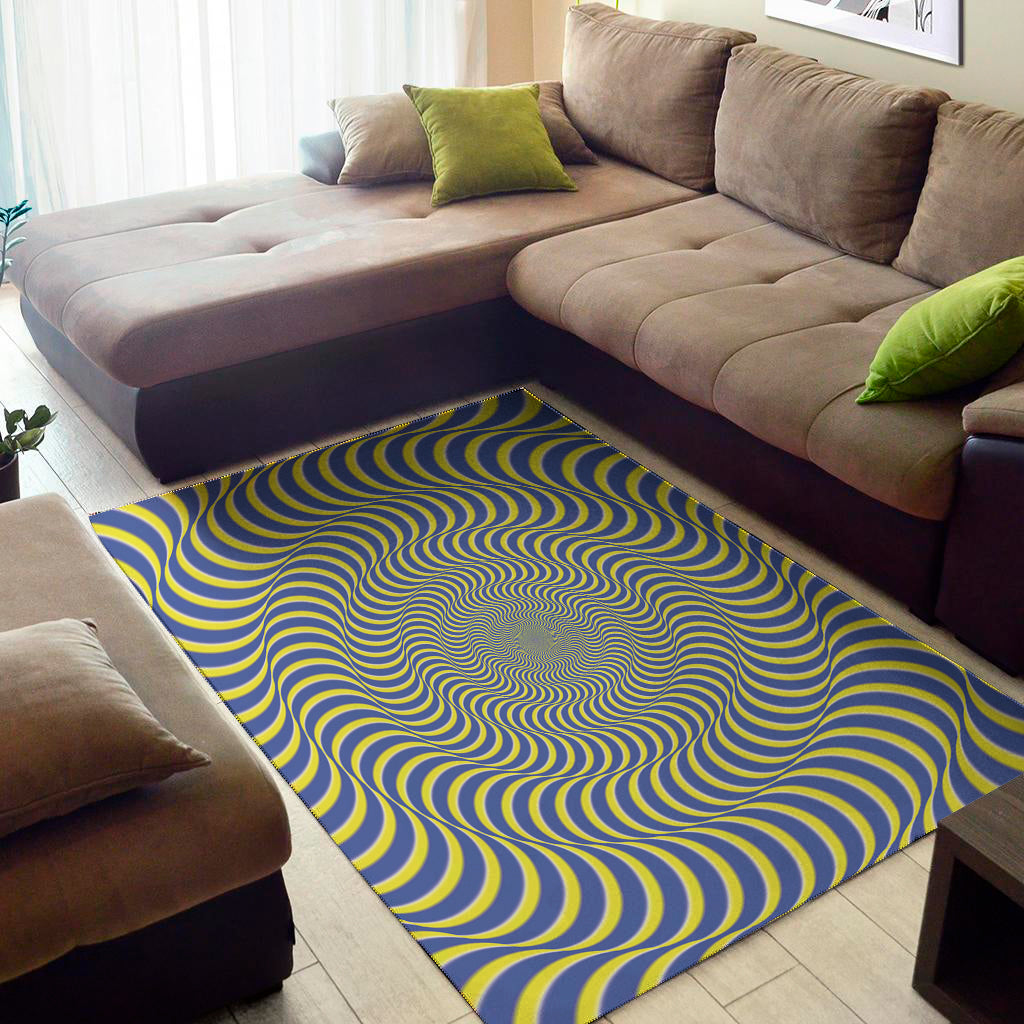 Blue And Yellow Illusory Motion Print Area Rug