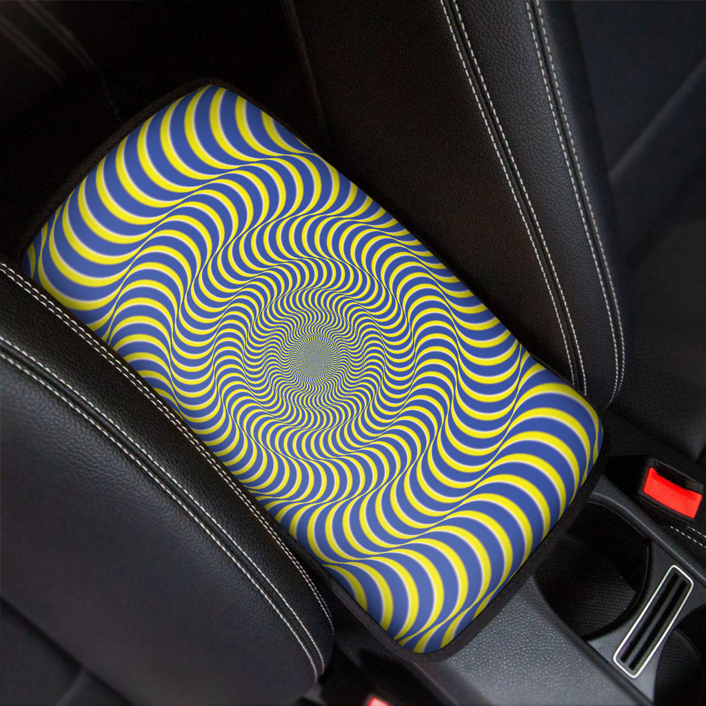 Blue And Yellow Illusory Motion Print Car Center Console Cover