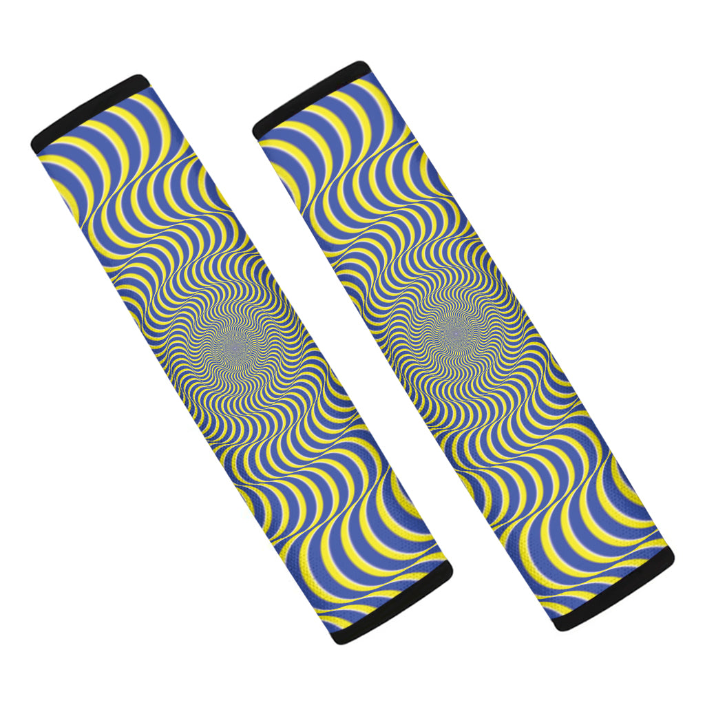Blue And Yellow Illusory Motion Print Car Seat Belt Covers