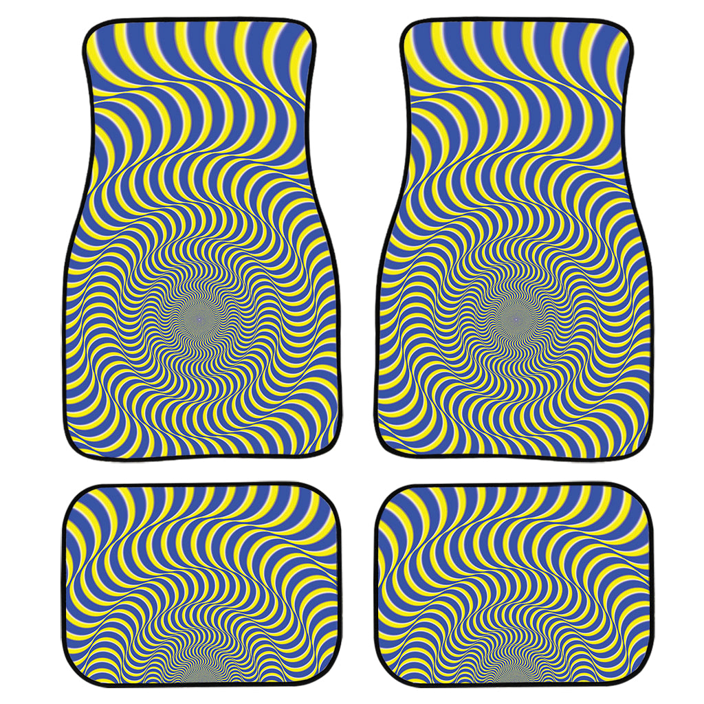 Blue And Yellow Illusory Motion Print Front and Back Car Floor Mats